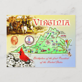 Virginia State Map Briefkaart