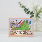 Virginia State Map Briefkaart (Staand voorkant)