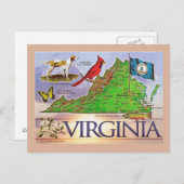 Virginia State Map Briefkaart (Voorkant / Achterkant)