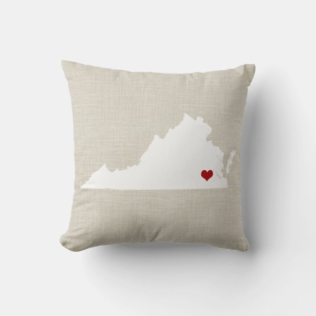 Virginia State Pillow Faux Linen gepersonaliseerd Kussen (Voorkant)