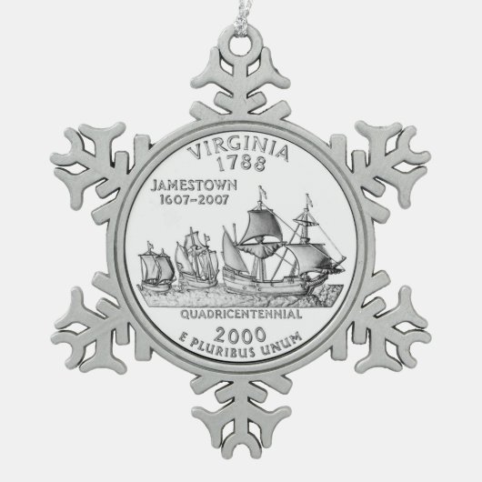 Virginia State Quarter Tin Sneeuwvlok Ornament (Voorkant)