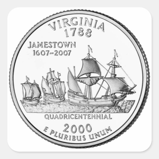 Virginia State Quarter Vierkante Sticker (Voorkant)