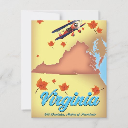 Virginia State retro Travel poster-kaart (Voorkant)