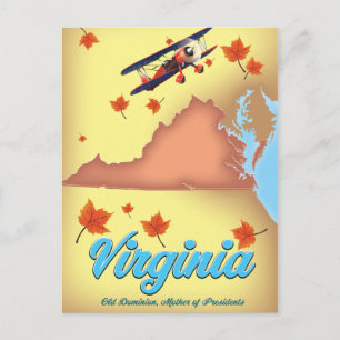 Virginia State retro Travel poster-kaart Briefkaart
