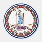 Virginia State Seal, de vlag van Virginia Magneet (Voorkant)