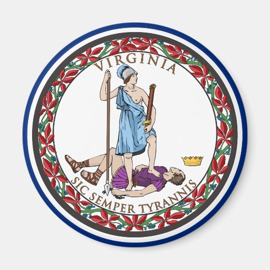 Virginia State Seal, de vlag van Virginia Magneet (Voorkant)