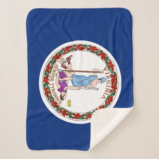 Virginia State Vlag Print Patriottisch Sherpa Deken (Voorkant)