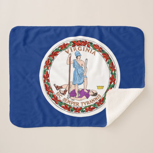 Virginia State Vlag Print Patriottisch Sherpa Deken (Voorkant (horizontaal))