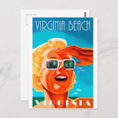 Virginia strand, blond zonnebril, briefkaart (Voorkant / Achterkant)