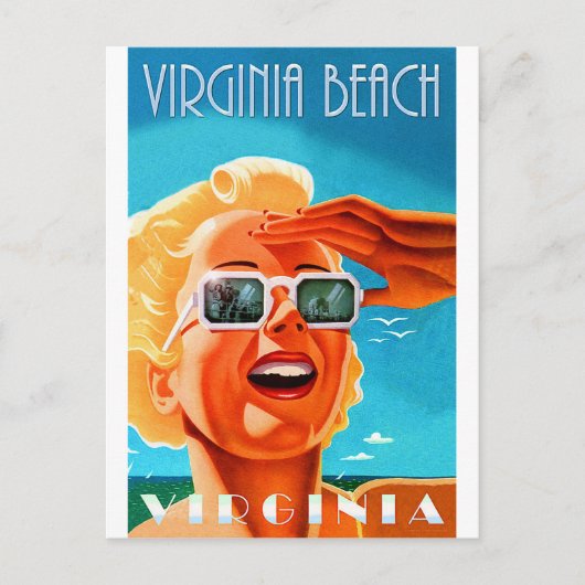 Virginia strand, blond zonnebril, briefkaart (Voorkant)