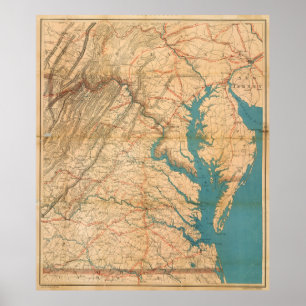  Virginia & The Chesapeake Bay Map (1862) Poster