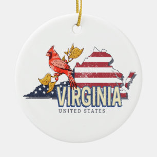 Virginia Verenigde Staten Retro State Kaart  Veren Keramisch Ornament