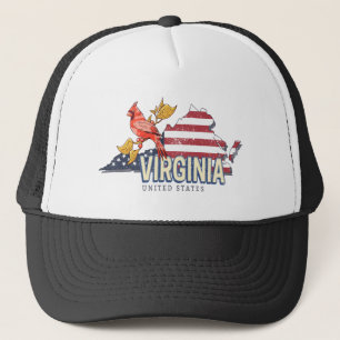 Virginia Verenigde Staten Retro State Kaart Veren Trucker Pet