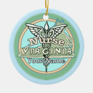 Virginia Verpleegster Caduceus Keramisch Ornament