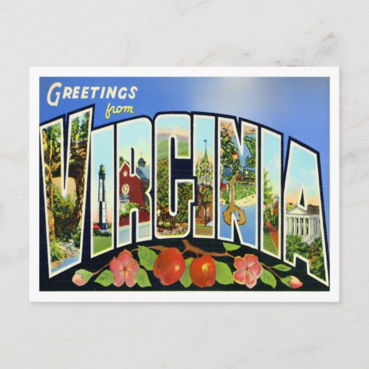 Virginia Vintage Big Letters Briefkaart (Voorkant)