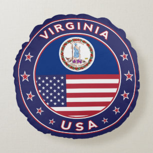 Virginia, Virginia sticker, telefoonzaak, canvas t Rond Kussen