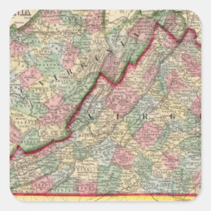 Virginia, W Virginia Map door Mitchell Vierkante Sticker