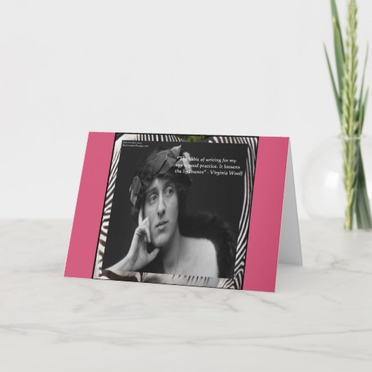 Virginia Woolf W/Zebrastrepen Schrijfcitaat Kaart (Voorkant)
