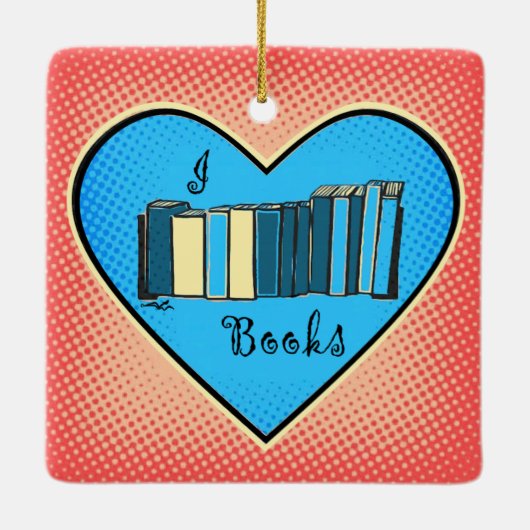 Virginia Wright I Heart Books Kerstmis Keramisch Ornament (Achterkant)