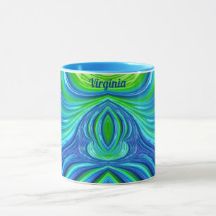 VIRGINIA ~ Zany 3D Fractal ~ Blue Green Mok