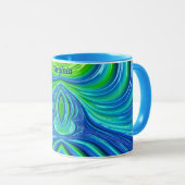 VIRGINIA ~ Zany 3D Fractal ~ Blue Green Mok (Voorkant rechts)