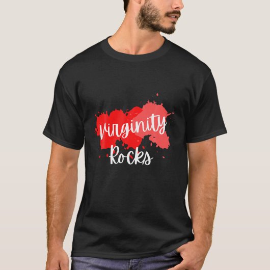 Virginity Rocks Pink Red T-shirt (Voorkant)