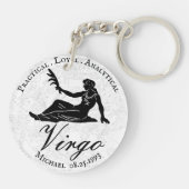 Virgo Astrology Zodiac Traits Custom Black White Sleutelhanger (Achterkant)