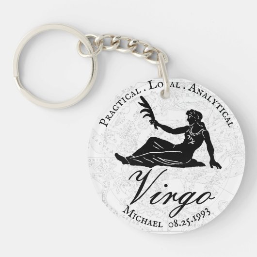 Virgo Astrology Zodiac Traits Custom Black White Sleutelhanger (Voorkant)