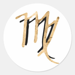 Virgo black hammered gold zodiac horoscope ronde sticker