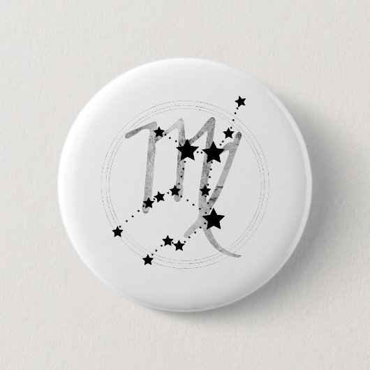 Virgo Black & Silver zodiac constellatie astro Ronde Button 5,7 Cm (Voorkant)