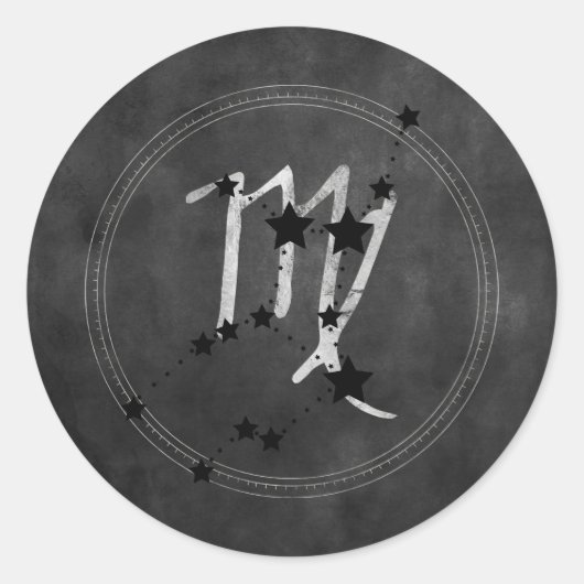 Virgo black stars silver zodiac constellation ronde sticker (Voorkant)