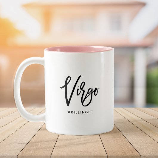 Virgo Chic Horoscoop Modern Script Zodiac Sign Tweekleurige Koffiemok