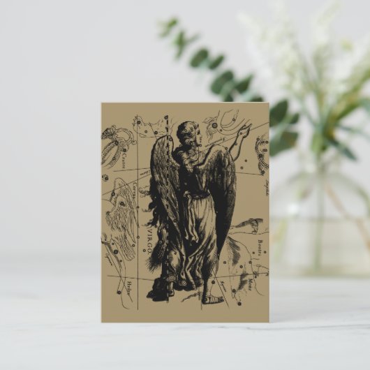 Virgo Constellation Hevelius Etching Style Briefkaart (Staand voorkant)