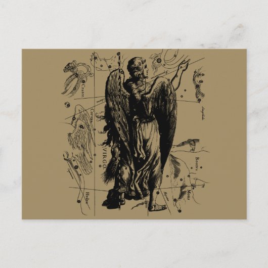 Virgo Constellation Hevelius Etching Style Briefkaart (Voorkant)