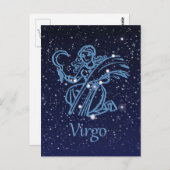 Virgo Constellation & Zodiac Sign met sterren Briefkaart (Voorkant / Achterkant)