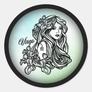 Virgo de maagd Zodiac Green Ronde Sticker