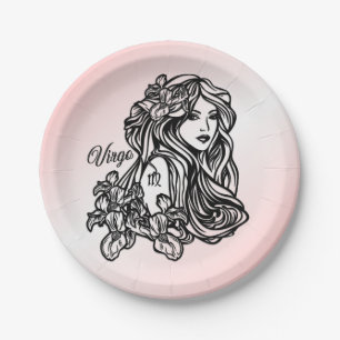 Virgo de maagd Zodiac Roze Papieren Bordje