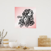 Virgo de maagd Zodiac Roze Poster (Keuken)