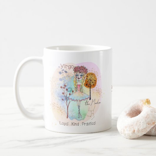 Virgo de meisjesnaam dierentuin koffiemok (Met donut)