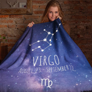 Virgo Gepersonaliseerde zodiac-constellatie Fleece Deken