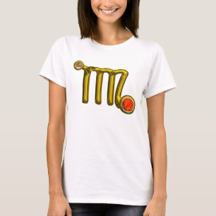 VIRGO/GOLD, GRIJS ORANJE AGATE ZODIAC SIGN JEWEL T-SHIRT