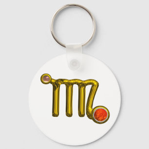 VIRGO/GOLD ORANJE AGATE ZODIAC SIGN JEWEL SLEUTELHANGER