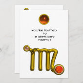 VIRGO/GOLD ZODIAC SIGN JEWEL WHITE BIRTHDAY PARTY KAART (Voorkant / Achterkant)