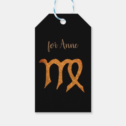 Virgo Golden Custom Astrology Sign Cadeaulabel (Voorkant)