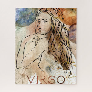 Virgo Maiden Earth teken astrologisch symbool goud Legpuzzel