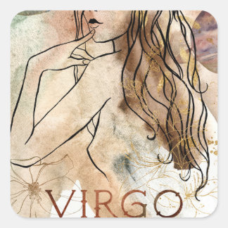 Virgo Maiden Earth teken astrologisch symbool goud Vierkante Sticker