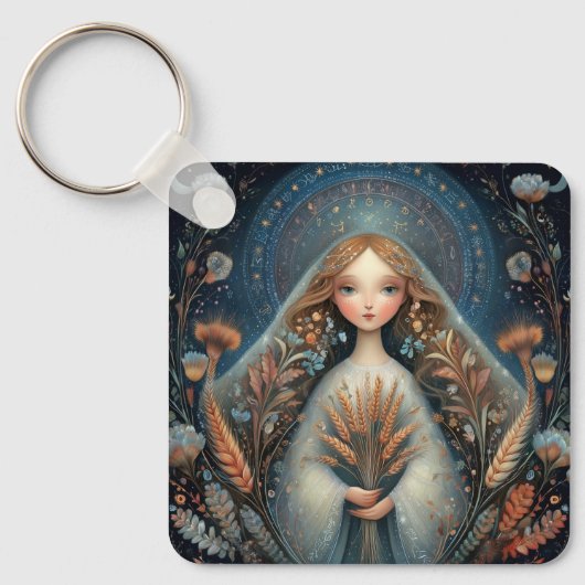 Virgo Maiden Zodiac Astrology Celestial Birthday Sleutelhanger (Voorkant)