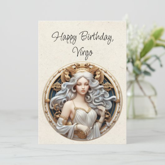 Virgo Maiden Zodiac minimaliste Anniversaire Carte (Debout devant)