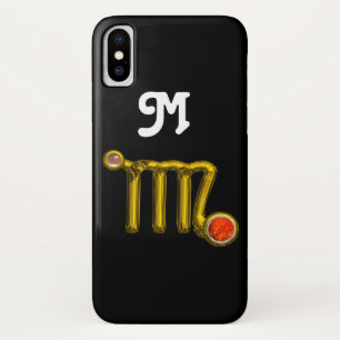 VIRGO ORANJE AGATE GOLD ZODIAC SIGN JEWEL MONOGRAM iPhone X HOESJE