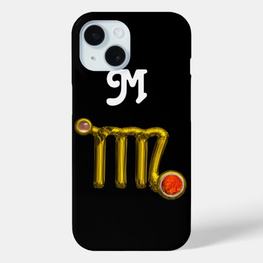 VIRGO ORANJE AGATE GOLD ZODIAC SIGN JEWEL MONOGRAM Case-Mate iPhone CASE (Achterkant)